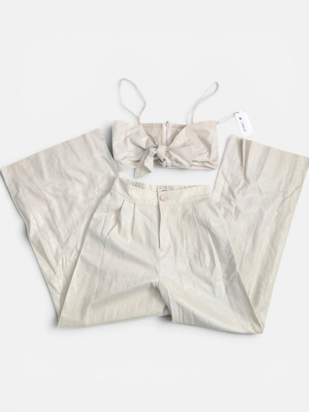 Jason Wu NWT Elegant Cream 2 Piece Romantic Chic Linen Jumpsuit XS